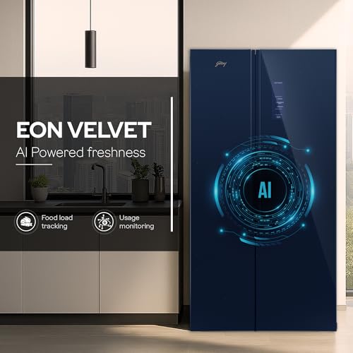 Godrej 600L 3Star | 1+2 Year Additional Warranty | Smart Convertible Zones | Toughened Glass Door | Frost Free Inverter Side By Side Refrigerator (2025 Model, RS EONVELVET 646C RIT SM BL, Storm Blue) - Image 3