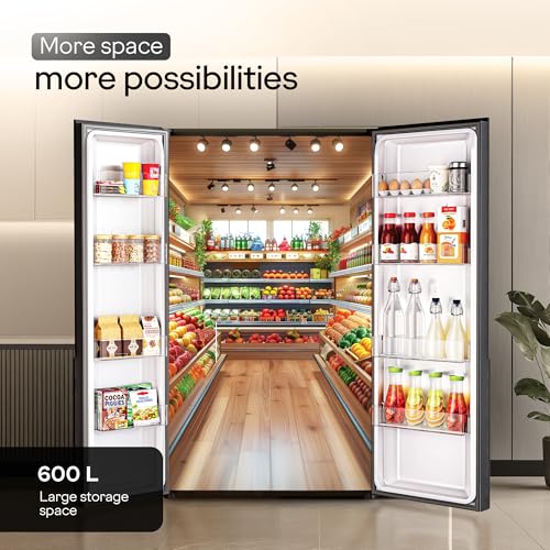 Godrej 600L 3Star | 1+2 Year Additional Warranty | Smart Convertible Zones | Toughened Glass Door | Frost Free Inverter Side By Side Refrigerator (2025 Model, RS EONVELVET 646C RIT SM BL, Storm Blue) - Image 4