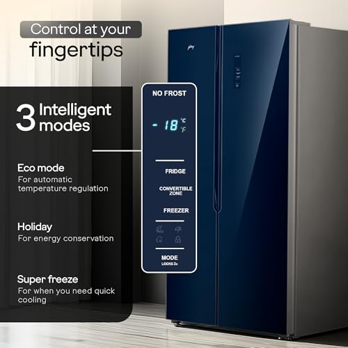 Godrej 600L 3Star | 1+2 Year Additional Warranty | Smart Convertible Zones | Toughened Glass Door | Frost Free Inverter Side By Side Refrigerator (2025 Model, RS EONVELVET 646C RIT SM BL, Storm Blue) - Image 6