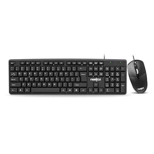 FRONTECH Wired USB Keyboard and Mouse Combo with 104 Keys, 3-Button Mouse, and 1000 DPI Optical Sensor.(KB-0012)