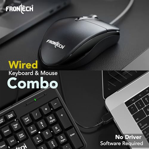 FRONTECH Wired USB Keyboard and Mouse Combo with 104 Keys, 3-Button Mouse, and 1000 DPI Optical Sensor.(KB-0012) - Image 3