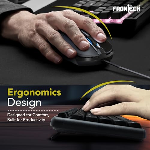 FRONTECH Wired USB Keyboard and Mouse Combo with 104 Keys, 3-Button Mouse, and 1000 DPI Optical Sensor.(KB-0012) - Image 4