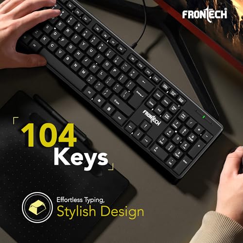 FRONTECH Wired USB Keyboard and Mouse Combo with 104 Keys, 3-Button Mouse, and 1000 DPI Optical Sensor.(KB-0012) - Image 5
