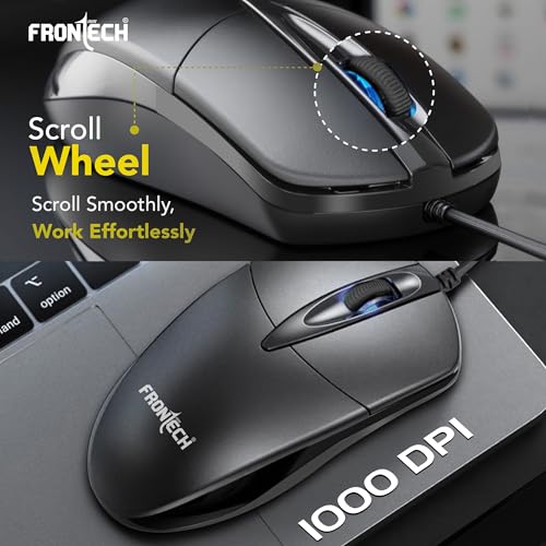 FRONTECH Wired USB Keyboard and Mouse Combo with 104 Keys, 3-Button Mouse, and 1000 DPI Optical Sensor.(KB-0012) - Image 6