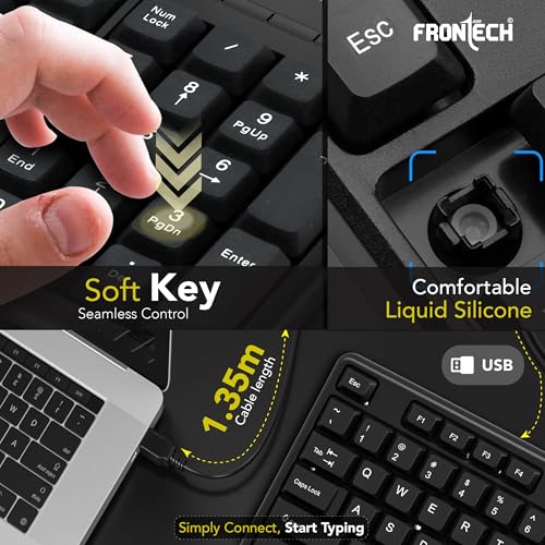 FRONTECH Wired USB Keyboard and Mouse Combo with 104 Keys, 3-Button Mouse, and 1000 DPI Optical Sensor.(KB-0012) - Image 7