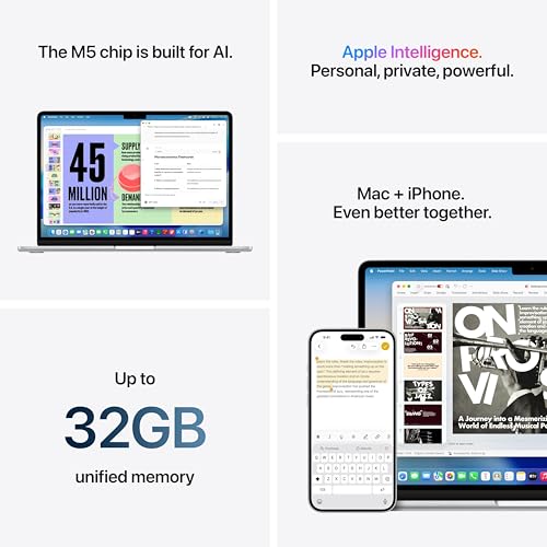 Apple 2026 MacBook Air 13″ Laptop with M5 chip: AI and Apple Intelligence, 34.46 cm (13.6″) Liquid Retina Display, 16GB Unified Memory, 512GB SSD Storage, 12MP Center Stage Camera, Touch ID; Sky Blue - Image 6