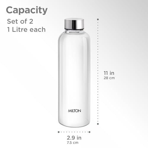 MILTON Costa 1000 Pet Water Bottle Set of 2, 1 Litre Each | Airtight & Leakproof Stainless Steel Lid | Unbreakable, BPA-Free, Reusable Plastic Fridge Bottles for Home, Office, School, Travel - Image 6