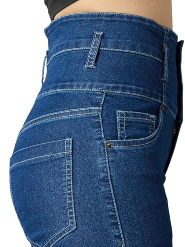 AKA CHIC Women's Regular Rise Skinny Jeans (AKCB 1031_Mid Blue_32) - Image 5