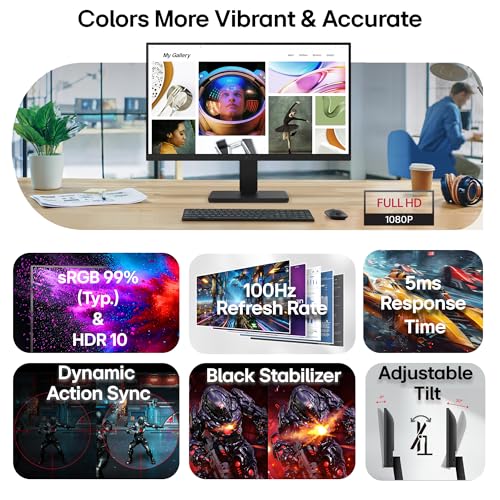 LG 24U411A 60.4 cm (23.8 Inch) Full HD (1920x1080) IPS Monitor, 120Hz, 5ms (GtG),VGA, HDMI, 3-Side Virtually Borderless Design, sRGB 99% (Typ.), HDR 10, 1ms MBR, Reader Mode, Flicker Safe (2026) - Image 2