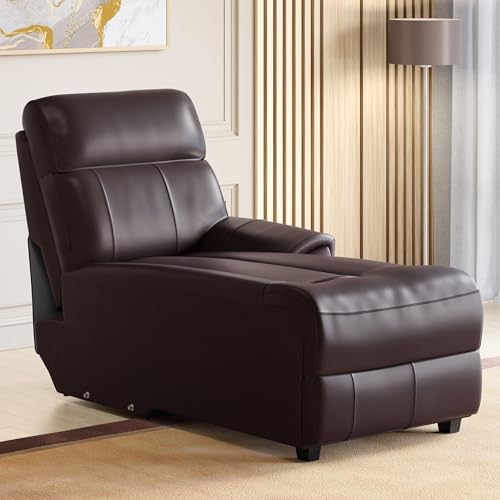 Home Centre Stockholm Half Leather 1-Seater Push Back Lounge Recliner - Brown