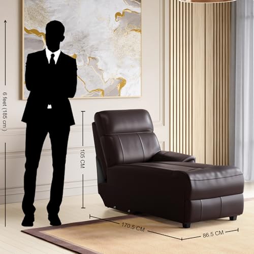 Home Centre Stockholm Half Leather 1-Seater Push Back Lounge Recliner - Brown - Image 2