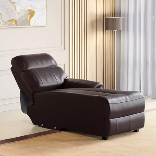 Home Centre Stockholm Half Leather 1-Seater Push Back Lounge Recliner - Brown - Image 4