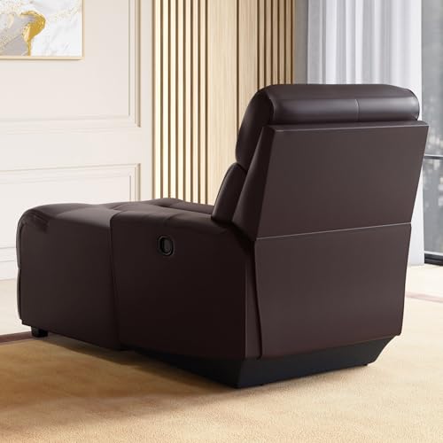 Home Centre Stockholm Half Leather 1-Seater Push Back Lounge Recliner - Brown - Image 5