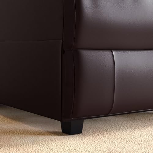 Home Centre Stockholm Half Leather 1-Seater Push Back Lounge Recliner - Brown - Image 6