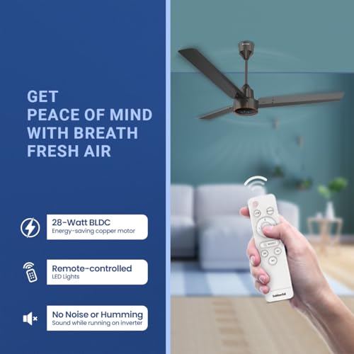 Goldmedal ORYZO BLDC 1200mm BEE Certified 5 Star Rated Ceiling Fan For Home and Office | Remote Control | Anti Dust | Smooth & Silent Operation (Granite Grey) - Image 2