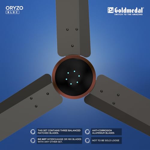 Goldmedal ORYZO BLDC 1200mm BEE Certified 5 Star Rated Ceiling Fan For Home and Office | Remote Control | Anti Dust | Smooth & Silent Operation (Granite Grey) - Image 5