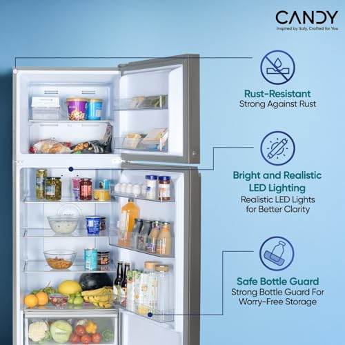 CANDY 328 L, 2 Star, Convertible 10-in-1, Triple Inverter & Dual Fan Motor Technology, Frost Free Double Door Refrigerator (CDD3532MS Moon Silver) - Image 4