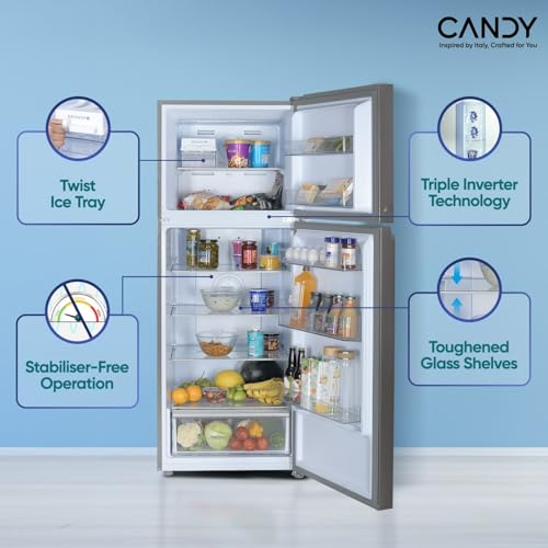 CANDY 328 L, 2 Star, Convertible 10-in-1, Triple Inverter & Dual Fan Motor Technology, Frost Free Double Door Refrigerator (CDD3532MS Moon Silver) - Image 5