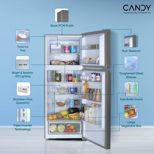 CANDY 328 L, 2 Star, Convertible 10-in-1, Triple Inverter & Dual Fan Motor Technology, Frost Free Double Door Refrigerator (CDD3532MS Moon Silver) - Image 7