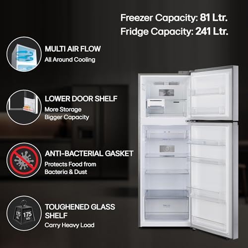 LG Smart Choice, 322 L, 3 Star, Frost-Free Smart Inverter Double Door Refrigerator (GL-S342SDSX, Dazzle Steel, Convertible with Express Freeze) - Image 4