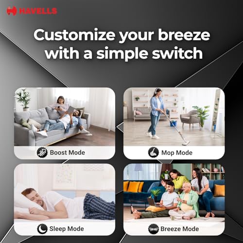 Havells FAB BLDC ULED Ceiling Fan 1200mm, 5 star, LED Speed Indicator, 380 RPM, Up to 65% Savings, Reverse Rotation,4 Speed Modes, Low Wattage 30W, Low Noise, Air Flow:225 CMM, 3 Year Warranty, White - Image 6