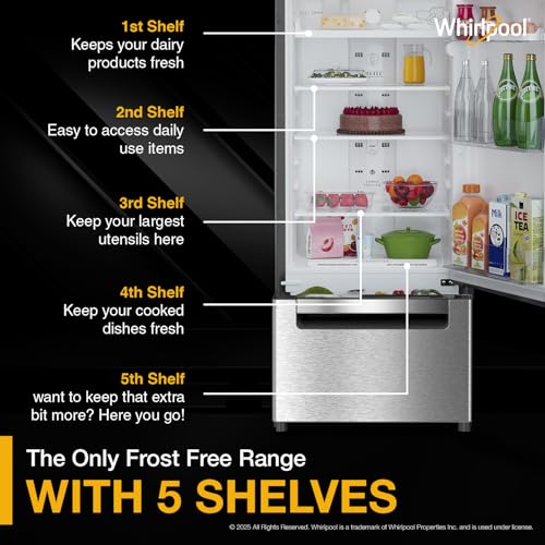 Whirlpool 235 L Frost Free Triple-Door Refrigerator (FP 253D PROTTON ROY RADIANT STEEL(Z) Double Door Refrigerator space) - Image 4