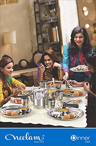 neelam Stainless Steel 22 Gauge, 12 Pieces Solid Dinner Set, Ideal Gifting Dinner Set, Ideal for Special Occasions Like Anniversary, Wedding, Housewarming Party, Easy to Clean & Dishwasher Safe - Image 7