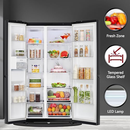 LG 655 L Frost Free Smart Inverter Double Door Side by Side Refrigerator (GL-B257HWBY, Western Black, Express Freezing | Multi Air-Flow) - Image 5