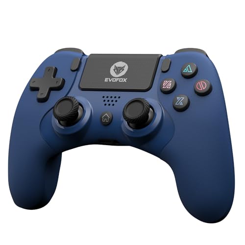 EvoFox Elite Play ps4 controller dualshock 4, iPad & iPhones | Bluetooth 5 | Dual Vibration | 6 Axis Gyro Sensor | 10 Hours of Game Play | Touch Panel | Built in Speaker | 3.5 mm Headset Port (Blue)