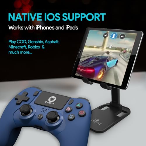 EvoFox Elite Play ps4 controller dualshock 4, iPad & iPhones | Bluetooth 5 | Dual Vibration | 6 Axis Gyro Sensor | 10 Hours of Game Play | Touch Panel | Built in Speaker | 3.5 mm Headset Port (Blue) - Image 4