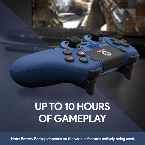 EvoFox Elite Play ps4 controller dualshock 4, iPad & iPhones | Bluetooth 5 | Dual Vibration | 6 Axis Gyro Sensor | 10 Hours of Game Play | Touch Panel | Built in Speaker | 3.5 mm Headset Port (Blue) - Image 7