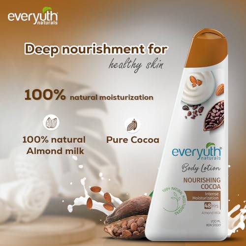 Everyuth Naturals Nourishing Cocoa Body lotion 200ml for men & women | 48Hr Hydration | Deep Moisture Care for Dry Skin | Enriched with 100% Natural Almond Milk | Smooth, Radiant & Healthy Looking Skin Care - Image 4