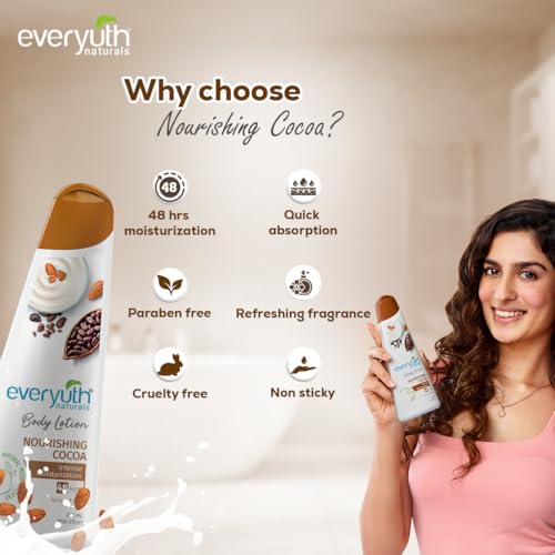 Everyuth Naturals Nourishing Cocoa Body lotion 200ml for men & women | 48Hr Hydration | Deep Moisture Care for Dry Skin | Enriched with 100% Natural Almond Milk | Smooth, Radiant & Healthy Looking Skin Care - Image 5