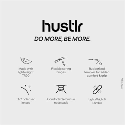 HUSTLR Polarized & 100% UV Protected Stylish Sunglasses | Full Rim Square | As Seen On Shark Tank | Peyush Bansal Glasses | For Men & Women | Medium | VC S15999 - Image 5