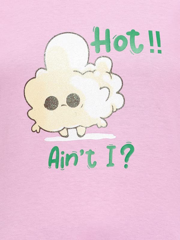 Clovia Women's Cotton Graphic and Text Print Top & Chic Basic Shorts Set - Image 5