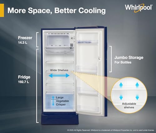 Whirlpool 207 L 5 Star Icemagic Pro Inverter Direct-Cool Single Door Refrigerator (230 IMPRO ROY 5S INV SAPPHIRE PEONY-Y, Blue, 2026 Model) - Image 5