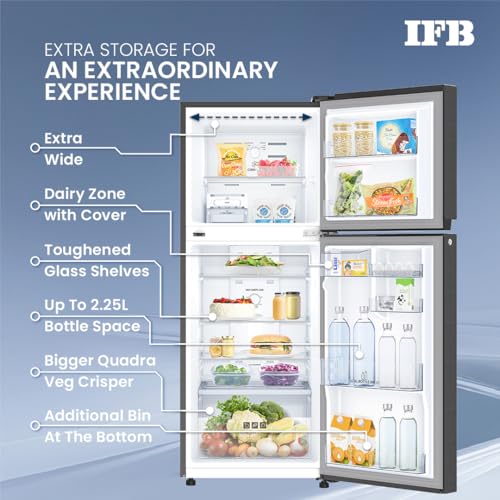 IFB Smart Choice 243L 2 Star Tru Convertible 10-in-1 Frost Free Double Door Refrigerator (IFBFF-2902NKSET, Metal Black, 360 Degree Cooling, Extraordinary Space) - Image 5