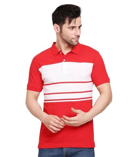 Scott International Men's Rich Cotton Regular Fit Striper Polo T-Shirt |