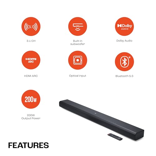 JBL Cinema SB510, Dolby Audio Soundbar with Built-in Subwoofer for Deep Base, 3.1 Channel with Racetrack Drivers, Center Channel for Superior Voice Clarity, HDMI ARC, BT & Optical Connectivity (200W) - Image 3