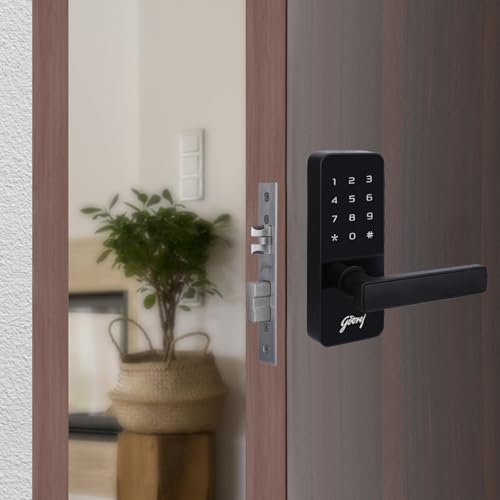 Godrej Smart Lock I Catus Touch I Digital Lock for Main and Internal Wooden Door I 2 in 1 Access I Pin Access I Mechanical Key I Black Finish I 3 Years Warranty | Free Installation - Image 3