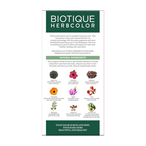 Biotique Herbcolor Conditioning Hair Colour l Ammonia Free Hair Color l 9 Organic Herbal Extracts l Natural and Healthy Shine l 50g + 110ml| Darkest Brown 3N (Pack of 1) - Image 3