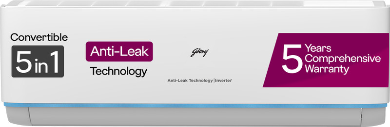 Godrej 2025 Model 1.5 Ton 3 Star Split Inverter 5-In-1 Convertible Cooling Anti Leak And Heavy Duty Cooling at Extreme Temperature AC(EI 18DINV3R32 SYB AL, White)