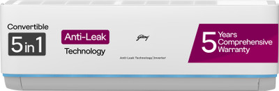 Godrej 2025 Model 1.5 Ton 3 Star Split Inverter 5-In-1 Convertible Cooling Anti Leak And Heavy Duty Cooling at Extreme Temperature AC(EI 18DINV3R32 SYB AL, White) - Image 2