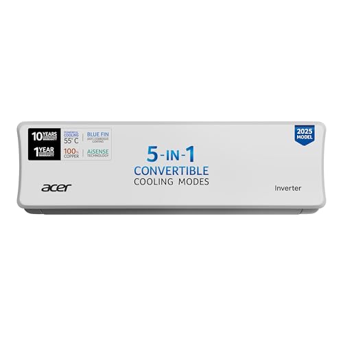 Acer 1.5 Ton 3 Star Split AC (5-In-1 Convertible Cooling Modes, AiSense Technology, ArcticWrap Cooling, PM 1.0 Microbacterial Filter, High Ambient Temperature of 55 °C - AR15AS3IS1HLE25)