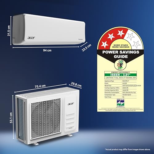 Acer 1.5 Ton 3 Star Split AC (5-In-1 Convertible Cooling Modes, AiSense Technology, ArcticWrap Cooling, PM 1.0 Microbacterial Filter, High Ambient Temperature of 55 °C - AR15AS3IS1HLE25) - Image 2