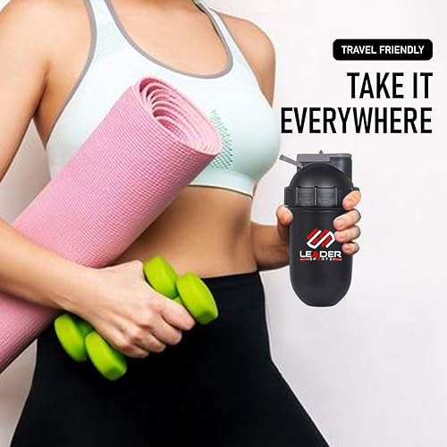 Protein Shake Bottle with Extra Compartment - Gym Shaker Bottle for Protein Shake Mixing - Image 4