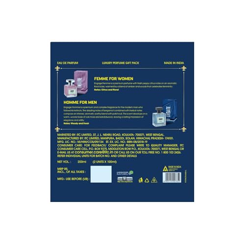 Engage Gift Set - Moments Luxury Perfume Gifts For Women & Men, Homme & Femme 200ml, Long Lasting Smell Men & Women Perfume, Pack of 2, Best Birthday, Anniversary Gift Hamper by ITC, Eau De Parfum - Image 6