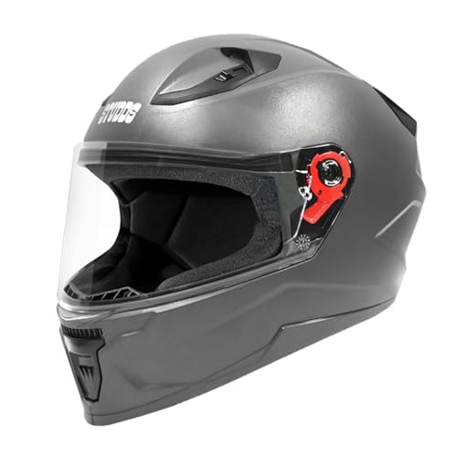 STUDDS Raider Street ISI Certified Full Face Helmet for Men and Women with Clear Visor (Grey - L)