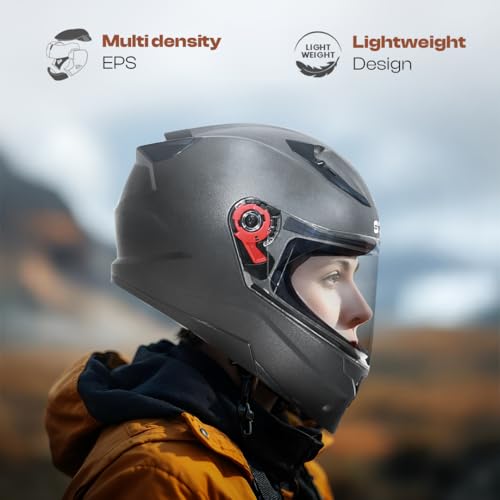 STUDDS Raider Street ISI Certified Full Face Helmet for Men and Women with Clear Visor (Grey - L) - Image 6