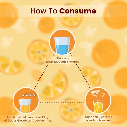 Dabur GlucoPlus-C Instant Energy Glucose Juicy & Tasty Orange Flavour Powder- 400g Jar | Glucose Replenishes Energy | 25% more Glucose| Vitamin C helps Boosts Immunity | Calcium Supports Bone Health - Image 5